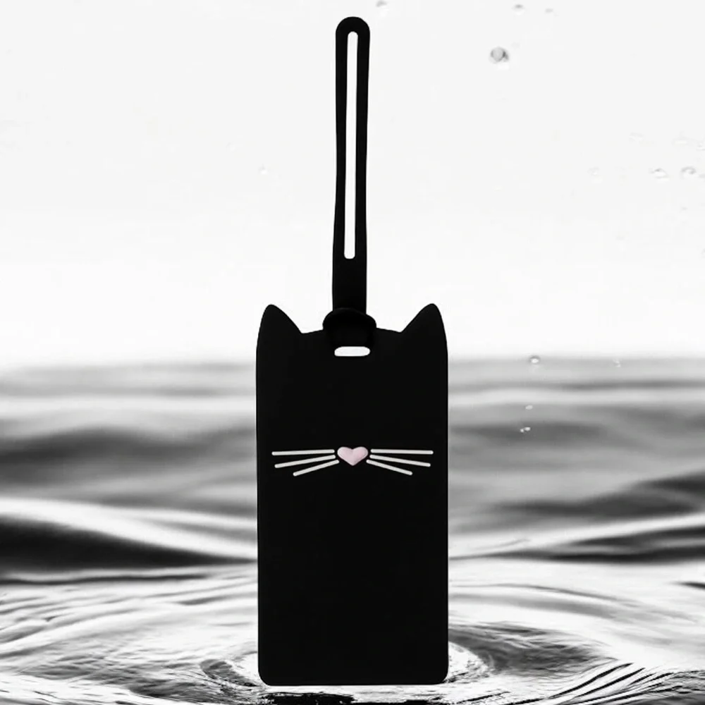 Kate Spade New York Silicone Luggage Tag with Durable Strap, Black Cat (new)